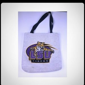 LSU burlap inspired tote bag purse #278